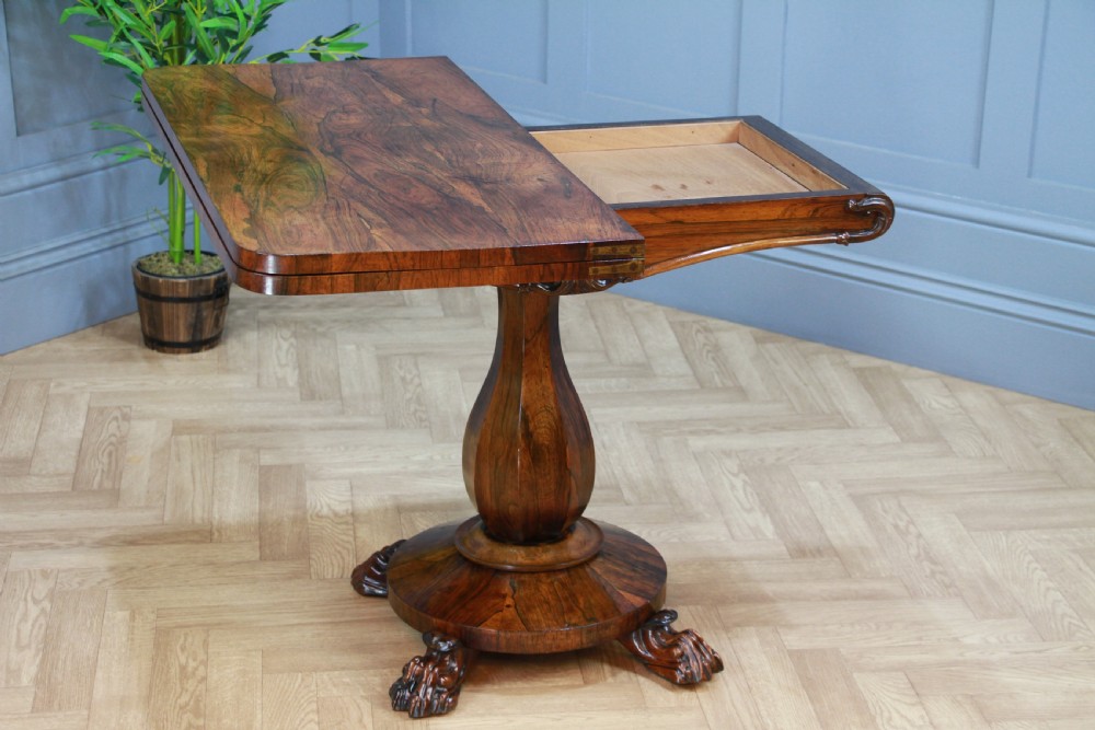 Antique Regency Georgian Rosewood Fold Over Card Games Table Hall Sofa Side 1830 View V