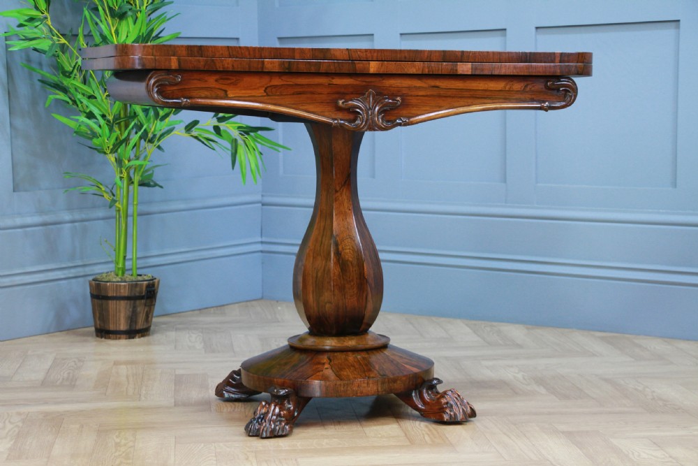 Antique Regency Georgian Rosewood Fold Over Card Games Table Hall Sofa Side 1830 View VI