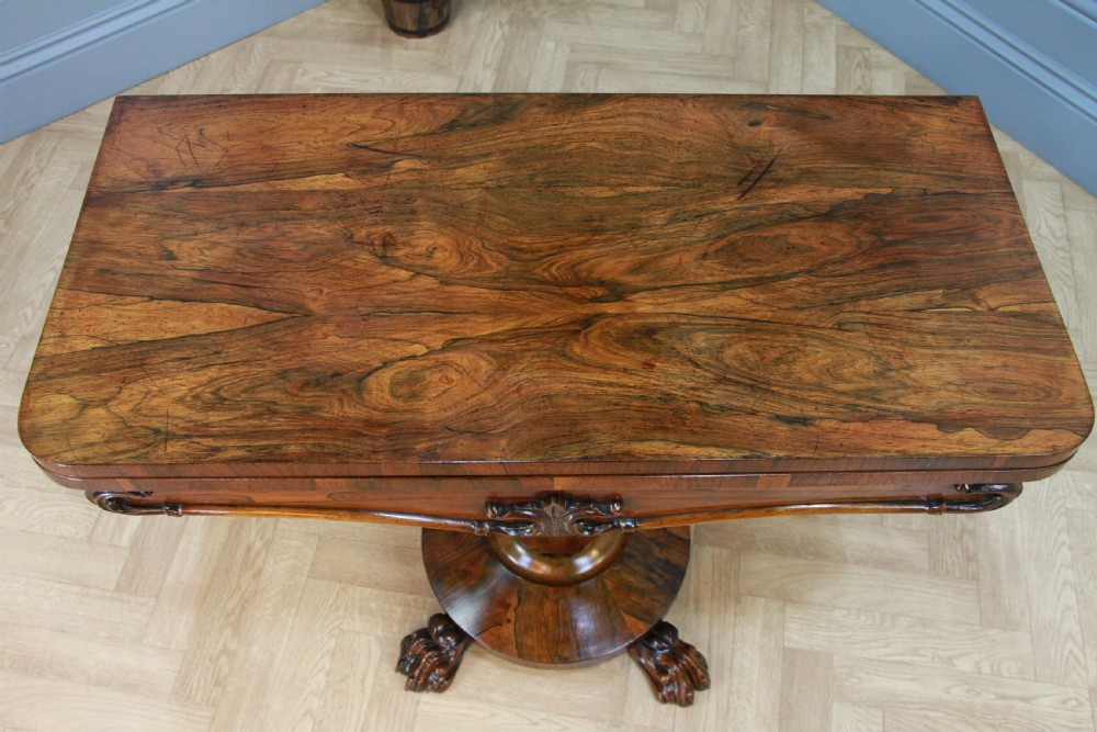 Antique Regency Georgian Rosewood Fold Over Card Games Table Hall Sofa Side 1830 View VII