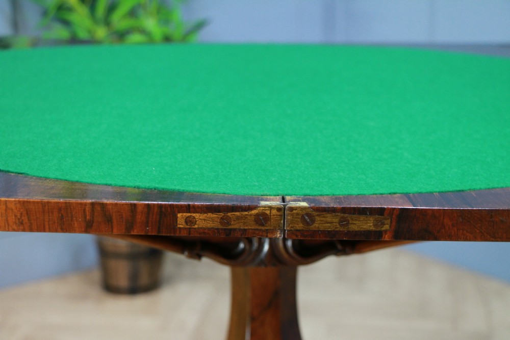 Antique Regency Georgian Rosewood Fold Over Card Games Table Hall Sofa Side 1830 View VIII