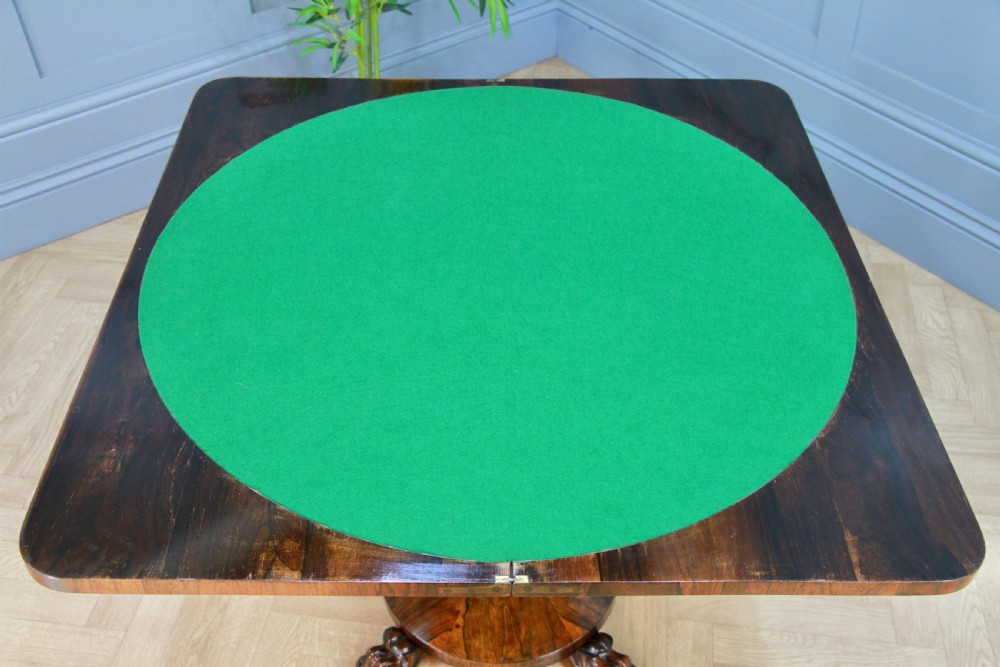 Antique Regency Georgian Rosewood Fold Over Card Games Table Hall Sofa Side 1830 View IX