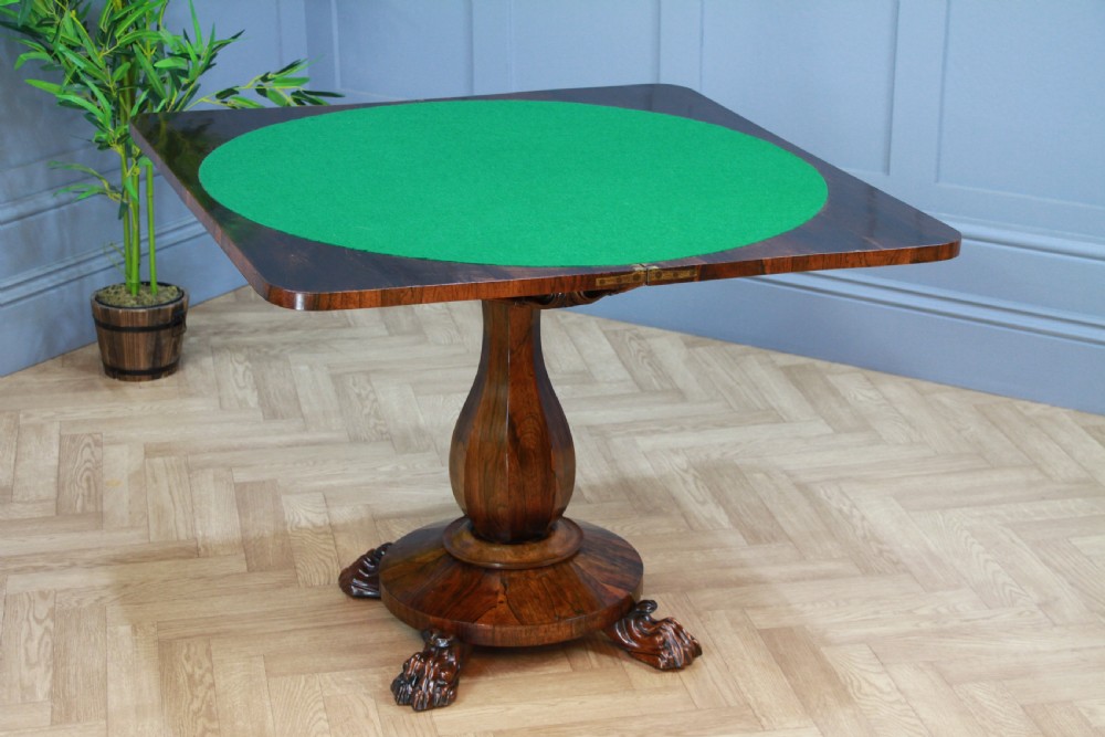 Antique Regency Georgian Rosewood Fold Over Card Games Table Hall Sofa Side 1830 View XI