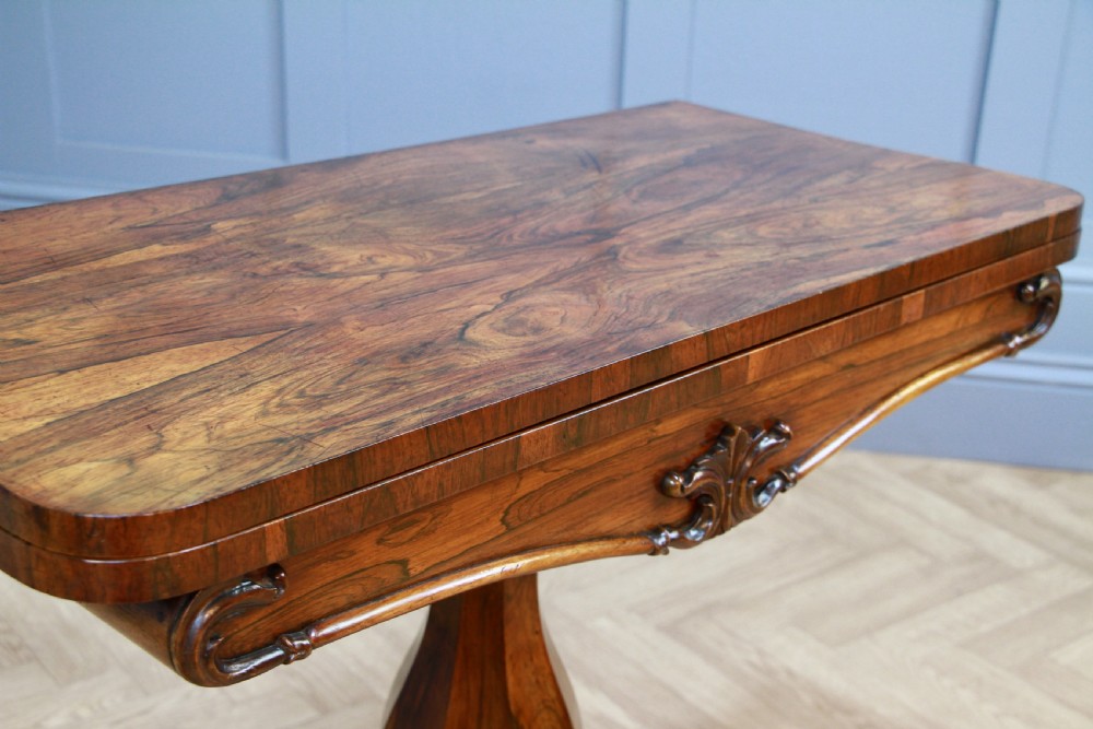 Antique Regency Georgian Rosewood Fold Over Card Games Table Hall Sofa Side 1830 View XV