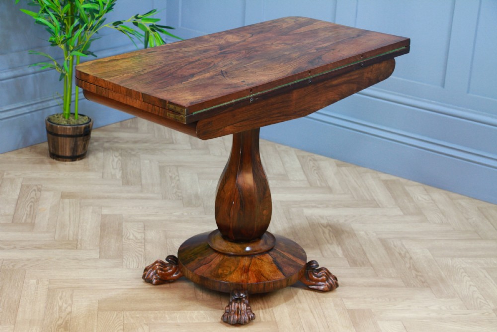 Antique Regency Georgian Rosewood Fold Over Card Games Table Hall Sofa Side 1830 View XVI