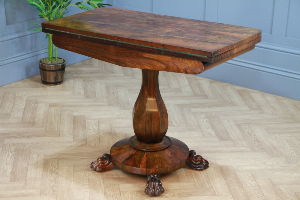 Antique Regency Georgian Rosewood Fold Over Card Games Table Hall Sofa Side 1830 View XVII