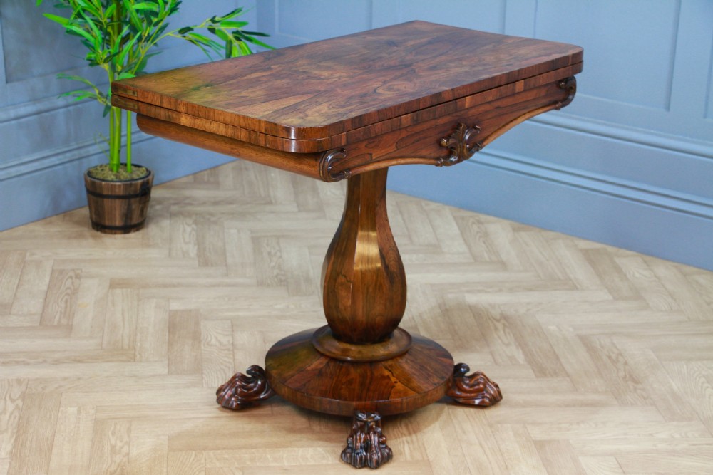 Antique Regency Georgian Rosewood Fold Over Card Games Table Hall Sofa Side 1830 View XVIII
