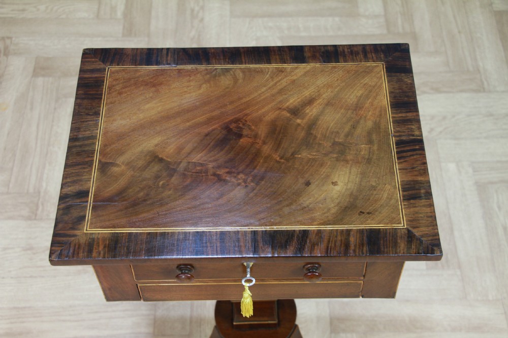 Antique Georgian Mahogany Inlaid Sewing, Work, Lamp Pedestal Table C1820
 View VII