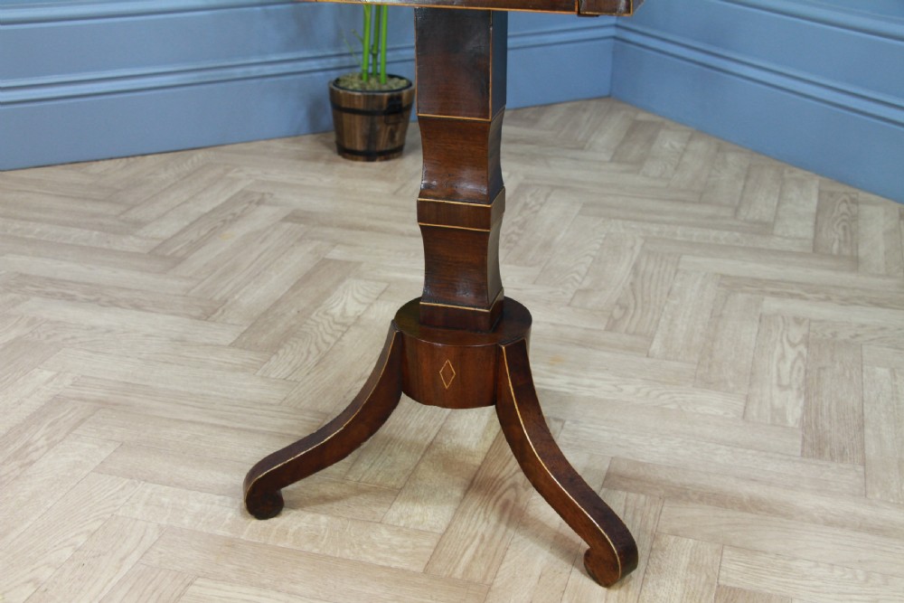 Antique Georgian Mahogany Inlaid Sewing, Work, Lamp Pedestal Table C1820
 View X