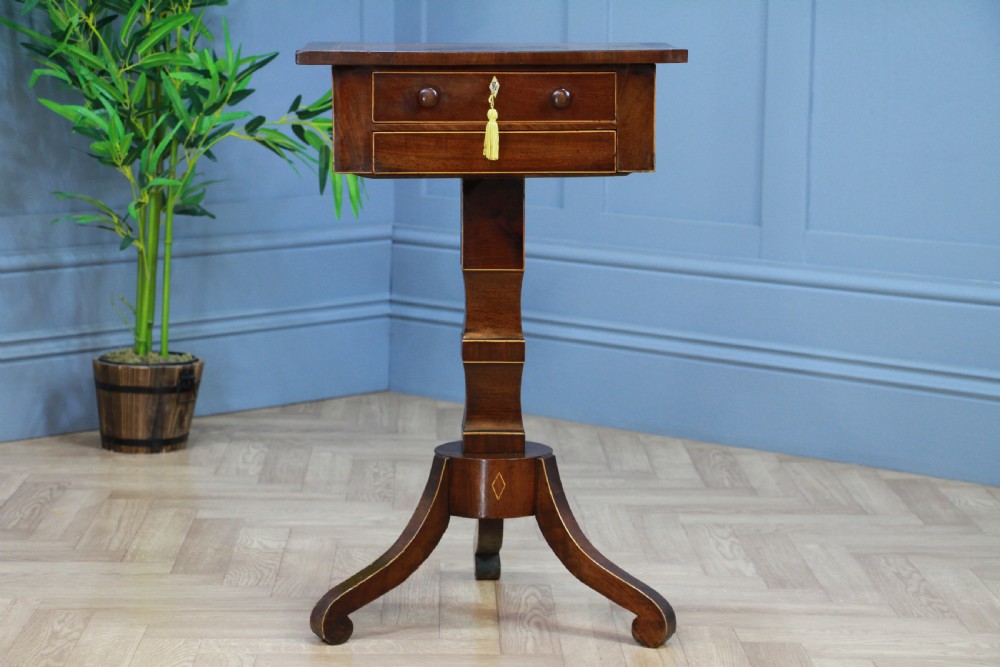 Antique Georgian Mahogany Inlaid Sewing, Work, Lamp Pedestal Table C1820
 View XI