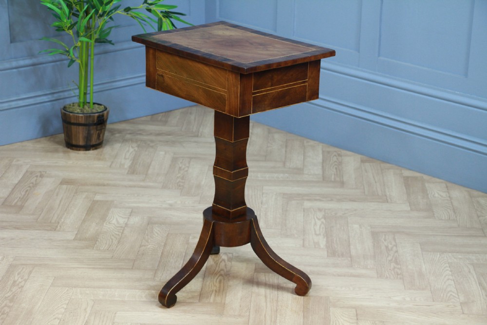 Antique Georgian Mahogany Inlaid Sewing, Work, Lamp Pedestal Table C1820
 View XIII