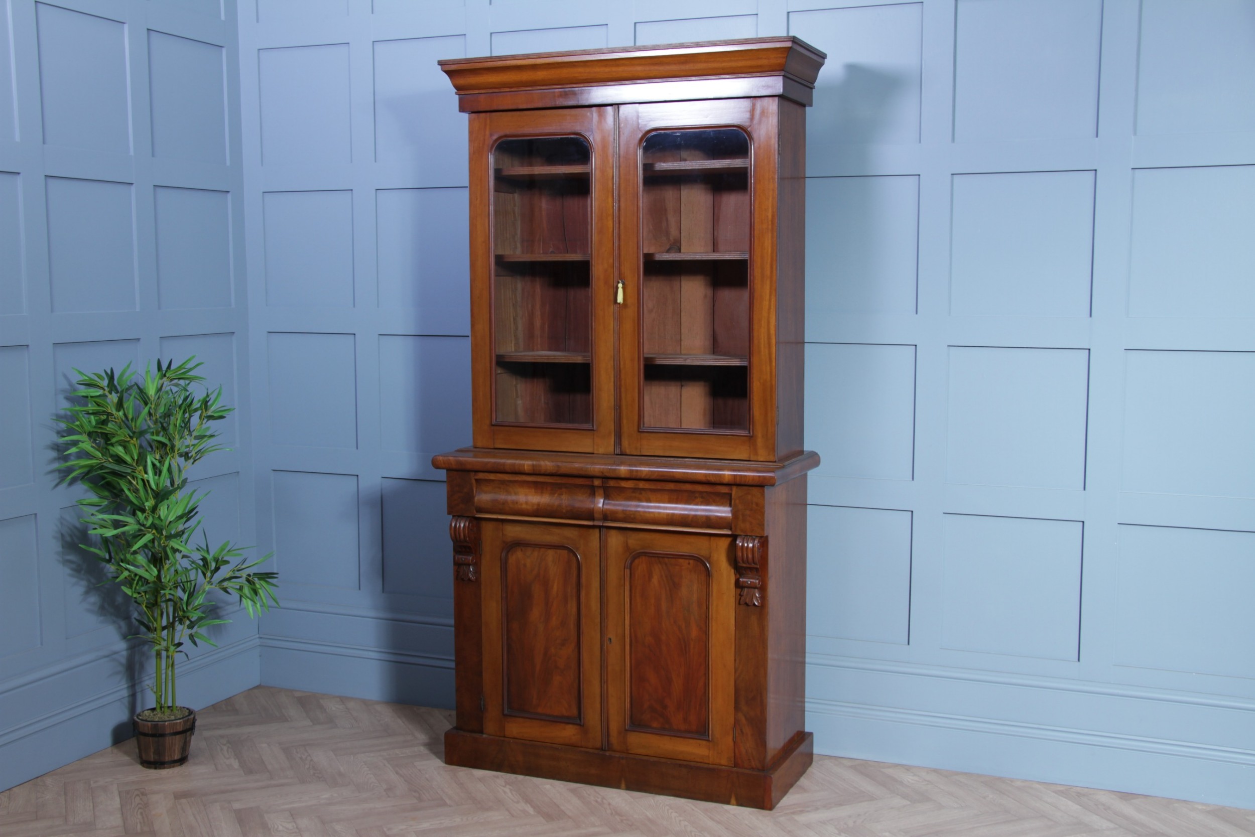 Antique Original Victorian Mahogany Small Glazed Bookcase Cabinet C1870