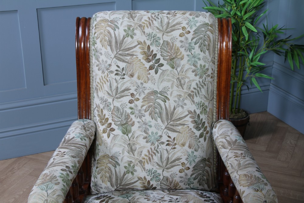 Antique Late Victorian Carved Mahogany Fireside Gents Armchair C1890 View IV