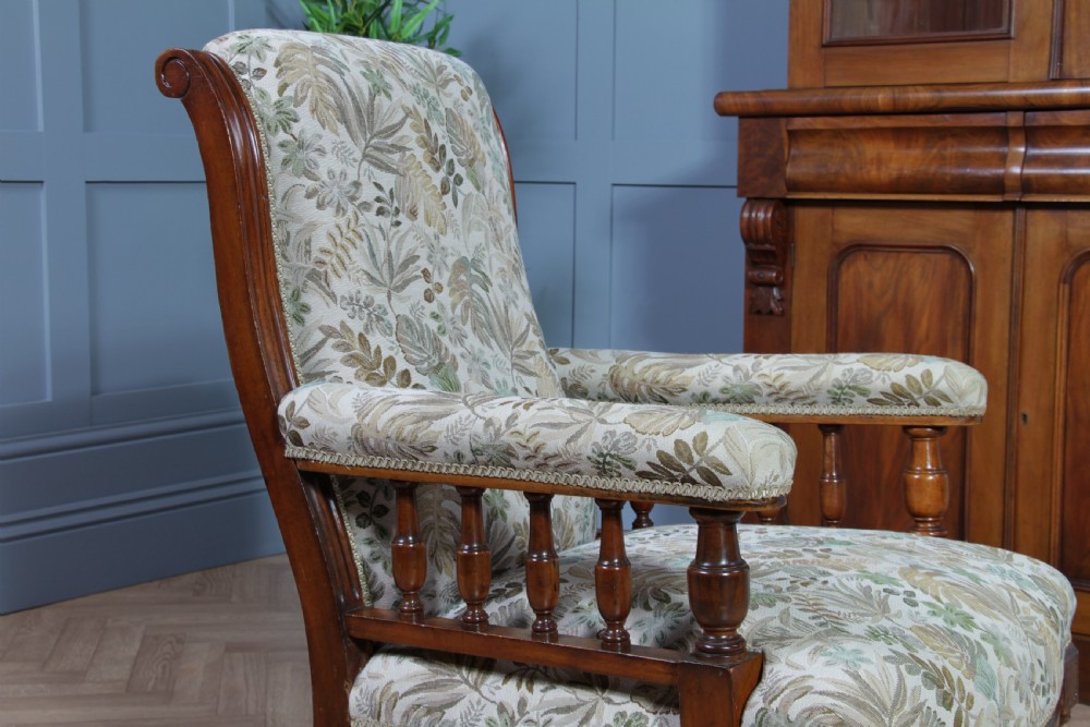 Antique Late Victorian Carved Mahogany Fireside Gents Armchair C1890 View VI