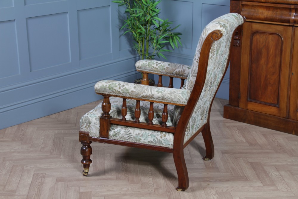 Antique Late Victorian Carved Mahogany Fireside Gents Armchair C1890 View VII