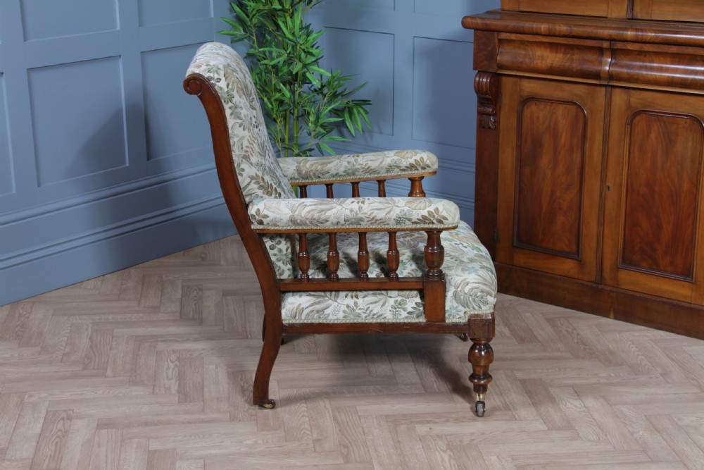 Antique Late Victorian Carved Mahogany Fireside Gents Armchair C1890 View IX