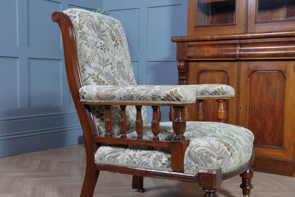 Antique Late Victorian Carved Mahogany Fireside Gents Armchair C1890 View X