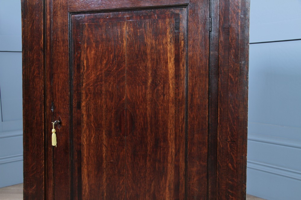 Antique Georgian Oak Inlaid Corner Wall Hanging Cupboard Cabinet Drinks C1830
 View VII