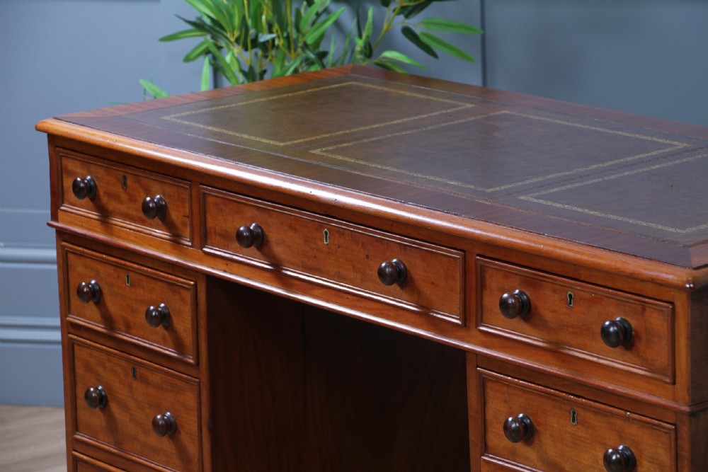 Antique Late Victorian Small Mahogany 9 Drawer Twin Pedestal Writing Desk C1890 View XI