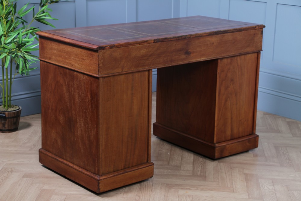 Antique Late Victorian Small Mahogany 9 Drawer Twin Pedestal Writing Desk C1890 View XIII