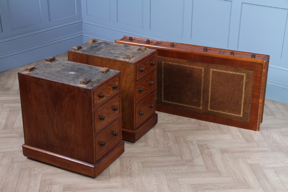Antique Late Victorian Small Mahogany 9 Drawer Twin Pedestal Writing Desk C1890 View XIV