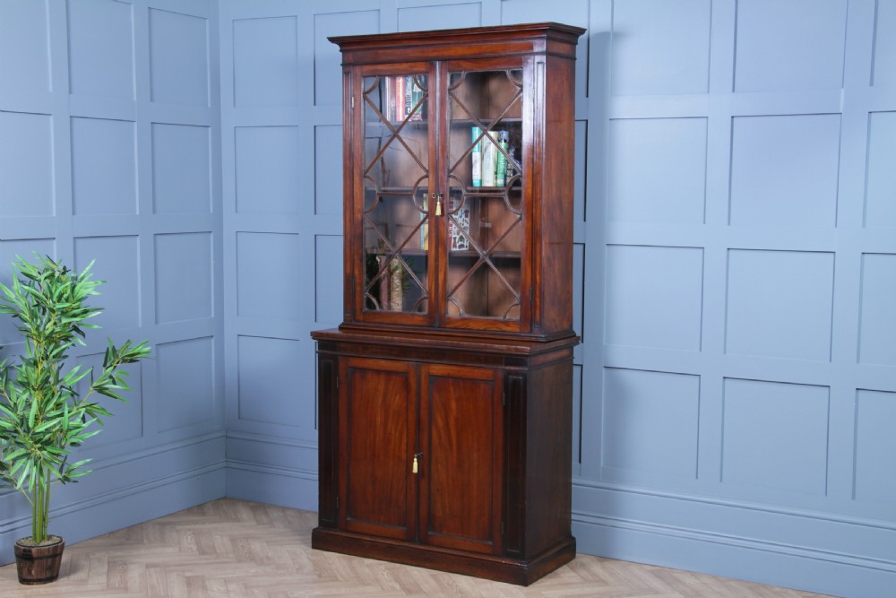 Antique Original Georgian William IV Mahogany Small Glazed Bookcase Cabinet C1830