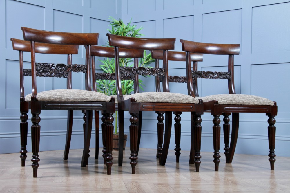 Set of 6 Antique Original William IV Rosewood Dining Chairs Regency Carved C1835 View IV