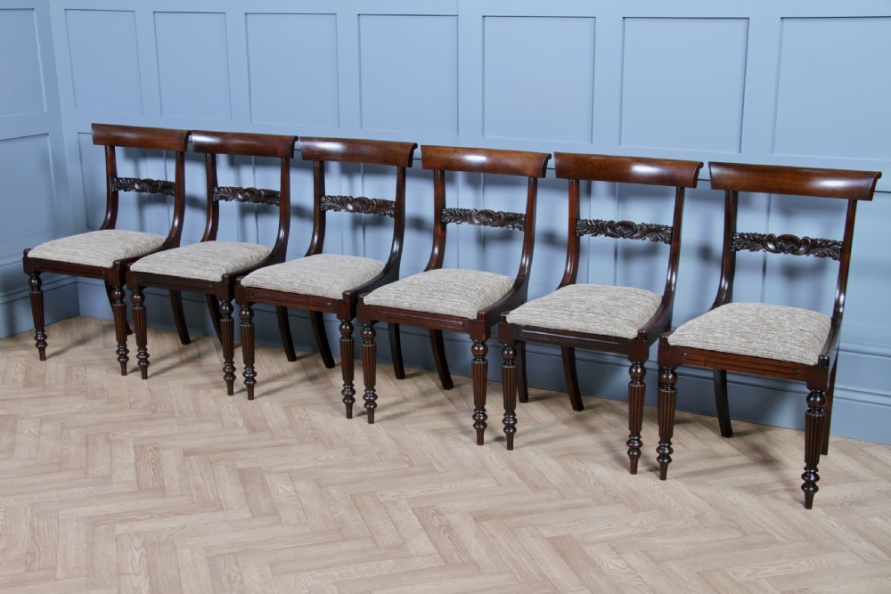 Set of 6 Antique Original William IV Rosewood Dining Chairs Regency Carved C1835 View VI