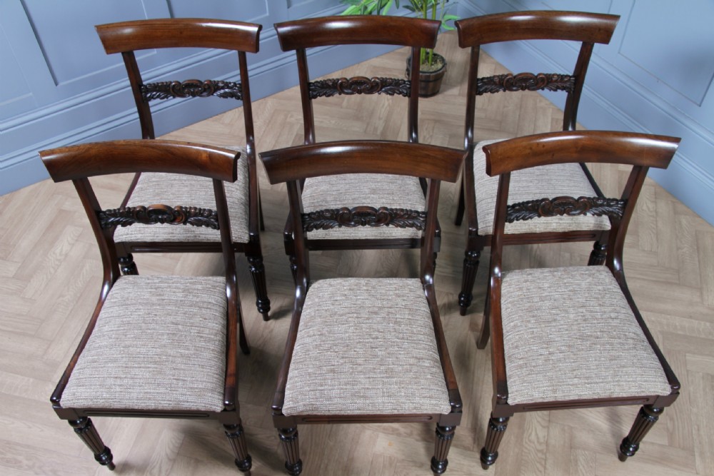 Set of 6 Antique Original William IV Rosewood Dining Chairs Regency Carved C1835 View VII