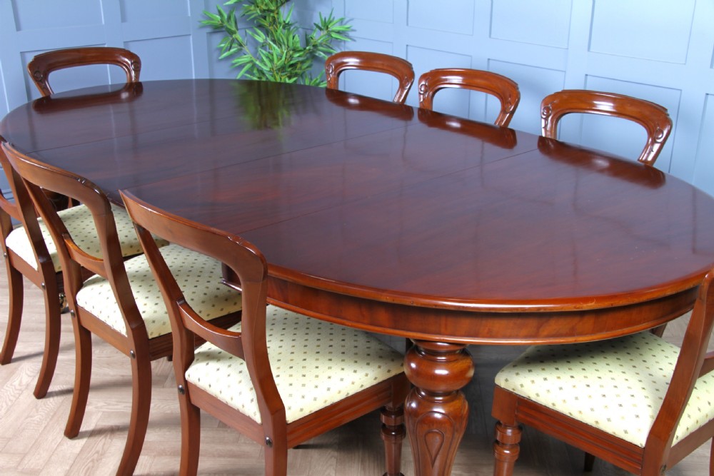 Antique Victorian Solid Mahogany Grand Wind Out 2 Leaf Dining Table and 8 Chairs View VIII