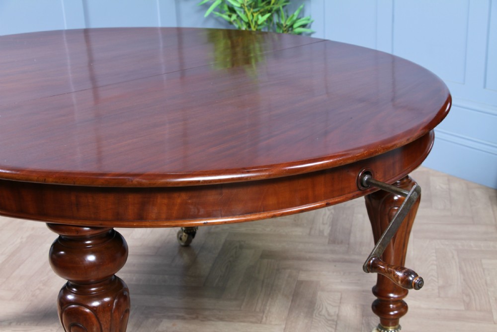 Antique Victorian Solid Mahogany Grand Wind Out 2 Leaf Dining Table and 8 Chairs View XIII