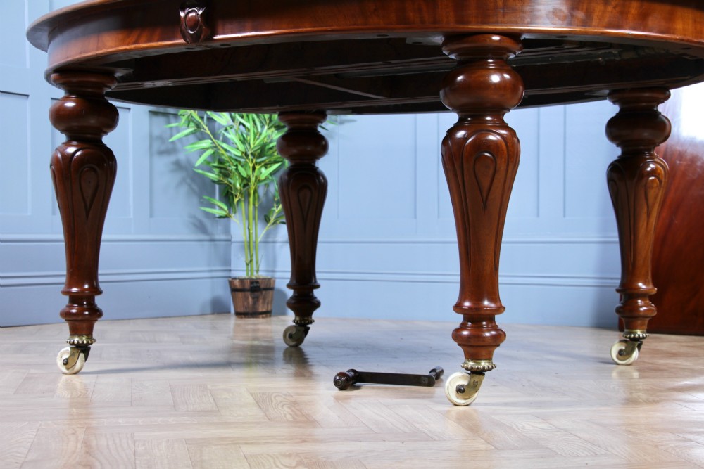 Antique Victorian Solid Mahogany Grand Wind Out 2 Leaf Dining Table and 8 Chairs View XIV