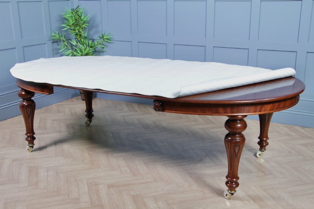 Antique Victorian Solid Mahogany Grand Wind Out 2 Leaf Dining Table and 8 Chairs View XVIII