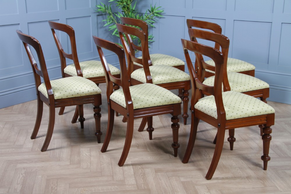 Antique Victorian Solid Mahogany Grand Wind Out 2 Leaf Dining Table and 8 Chairs View XXX