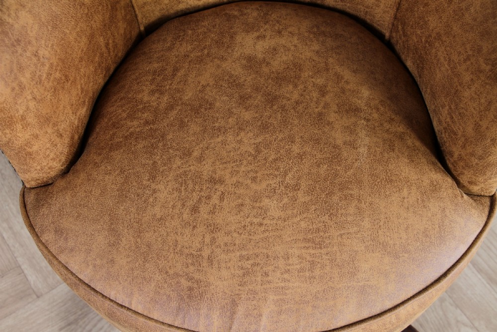 Vintage Restored Adjustable Height Round Tan Tub Office Swivel Chair View IX