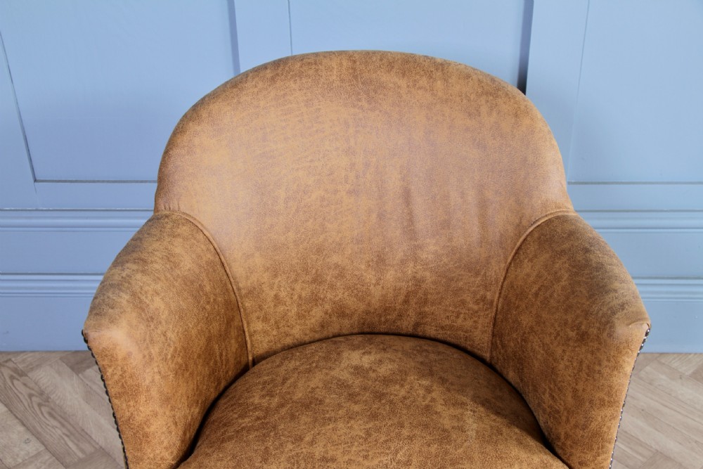 Vintage Restored Adjustable Height Round Tan Tub Office Swivel Chair View XIX
