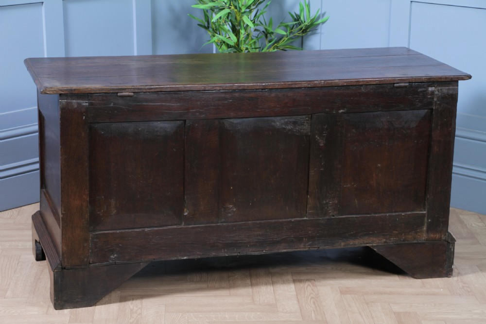 Antique Georgian 17th Century Oak Carved Coffer Locking With Original Key View IX