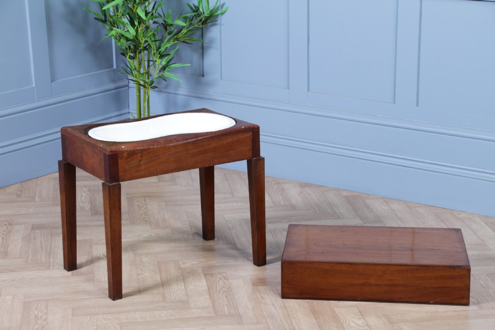 Antique Victorian Mahogany Baby Bath, Side Table 1870
 View III