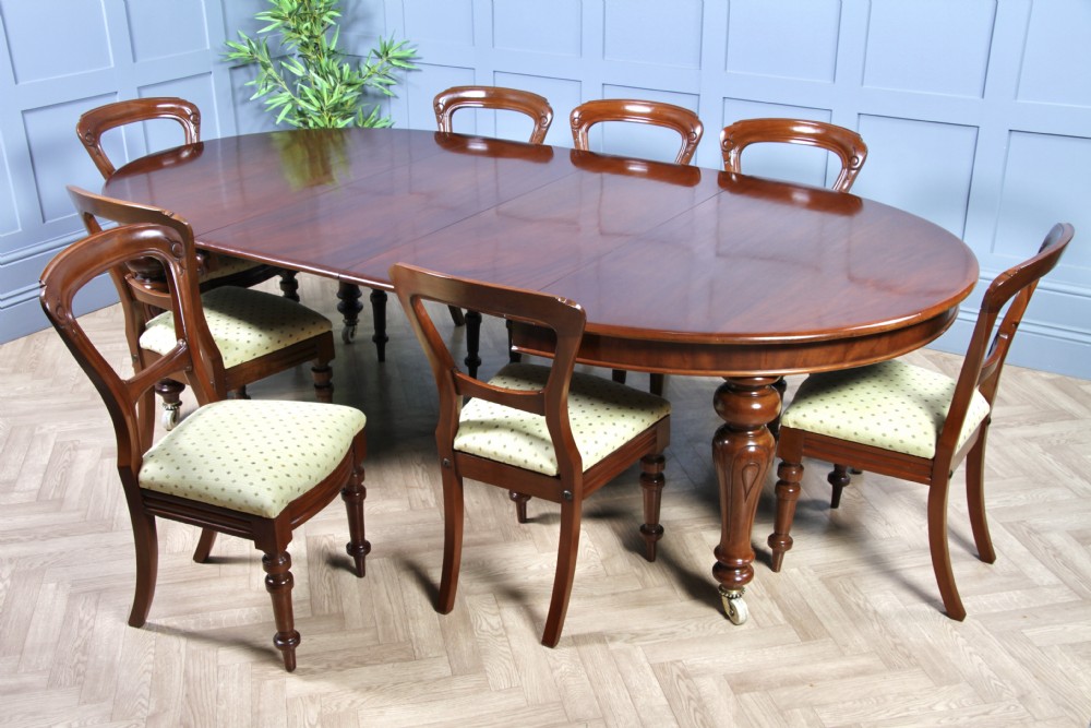 Antique Early Victorian Solid Mahogany Grand Wind Out Twin Leaf Dining Table C1850