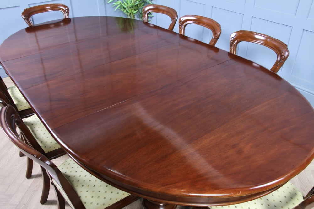 Antique Early Victorian Solid Mahogany Grand Wind Out Twin Leaf Dining Table C1850 View V