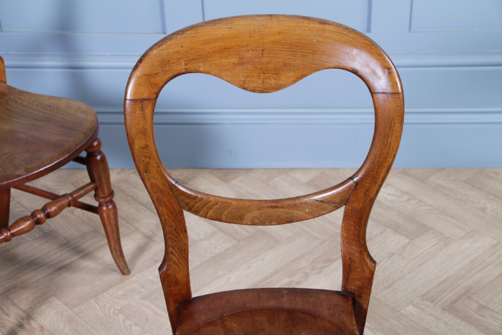 Harlequin Set of 8 Antique Original Victorian Balloon Back Kitchen Chairs C1870 View V