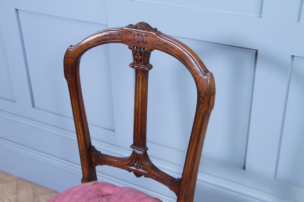 Set of 6 Antique Late Victorian Walnut Carved Crown Splat Back Dining Chairs View VI