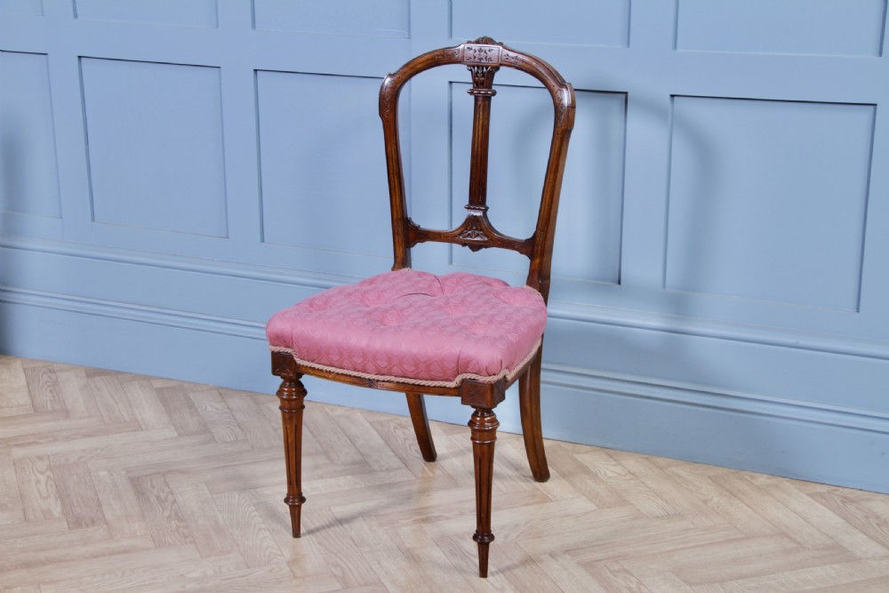 Set of 6 Antique Late Victorian Walnut Carved Crown Splat Back Dining Chairs View VII
