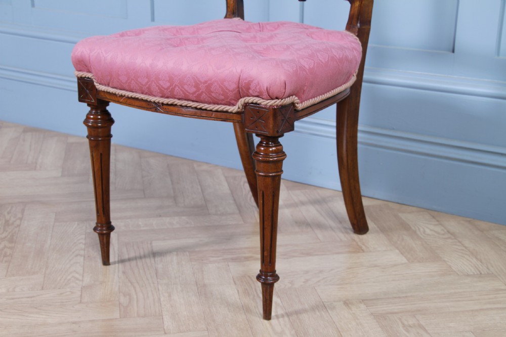 Set of 6 Antique Late Victorian Walnut Carved Crown Splat Back Dining Chairs View XI
