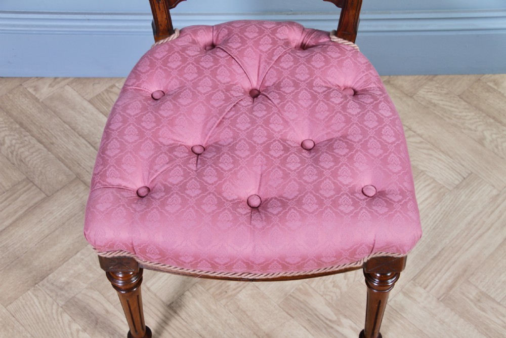 Set of 6 Antique Late Victorian Walnut Carved Crown Splat Back Dining Chairs View XII