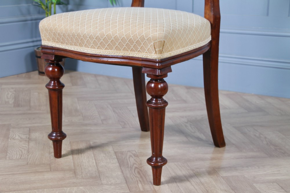 Set of 6 Antique Victorian Carved Crown Balloon Back Mahogany Dining Chairs 1870 View IX