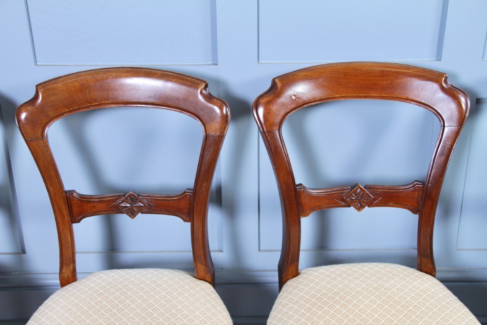 Set of 6 Antique Victorian Carved Crown Balloon Back Mahogany Dining Chairs 1870 View XI