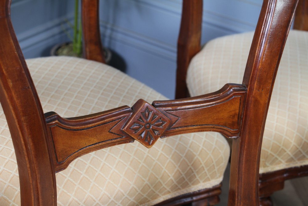 Set of 6 Antique Victorian Carved Crown Balloon Back Mahogany Dining Chairs 1870 View XII