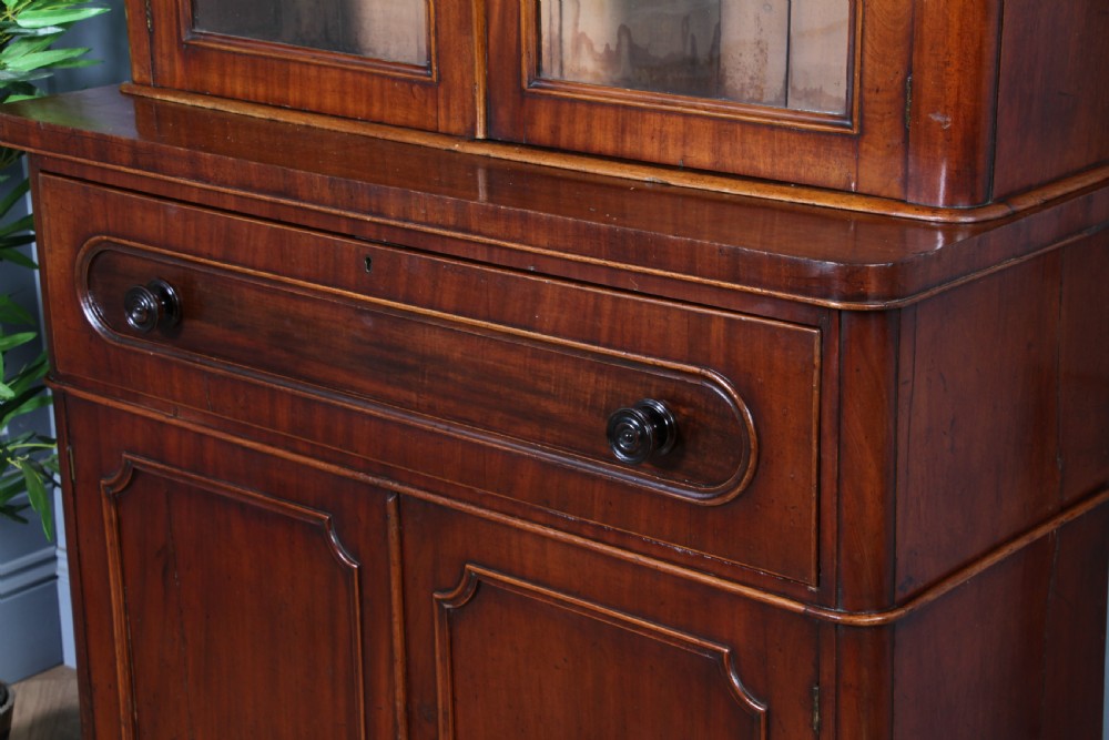 Antique Victorian Mahogany Glazed Secretaire Bookcase Cupboard C1870 View VII
