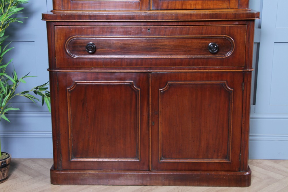 Antique Victorian Mahogany Glazed Secretaire Bookcase Cupboard C1870 View XI