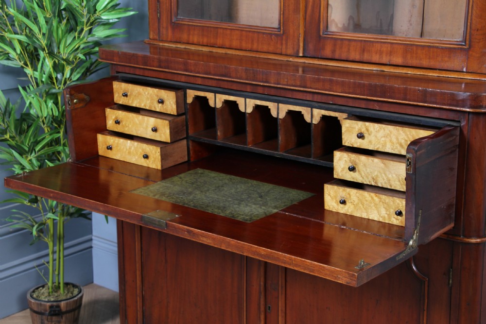 Antique Victorian Mahogany Glazed Secretaire Bookcase Cupboard C1870 View XIII